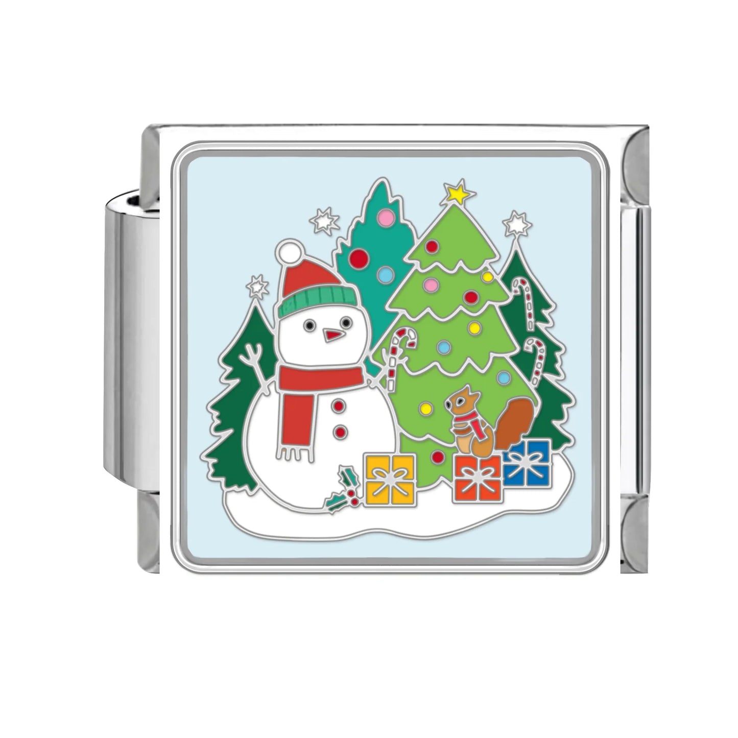 Sněhulák s vánočními stromky