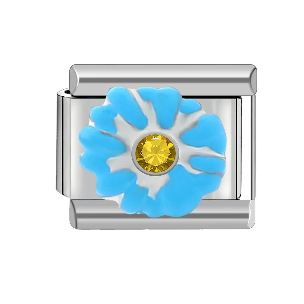 Modro-bílá květina s gemem