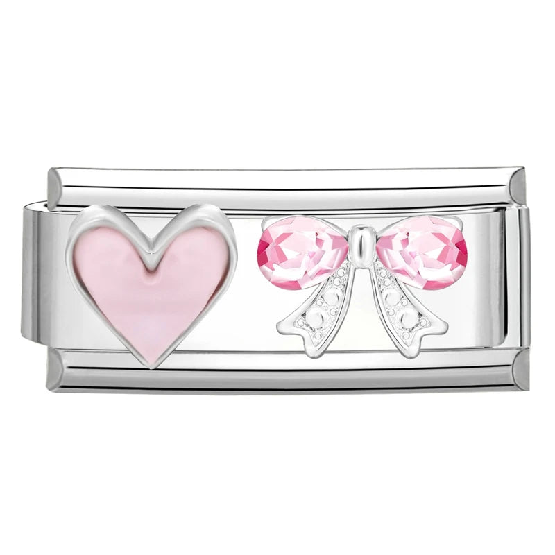 Růžové srdce a mašle