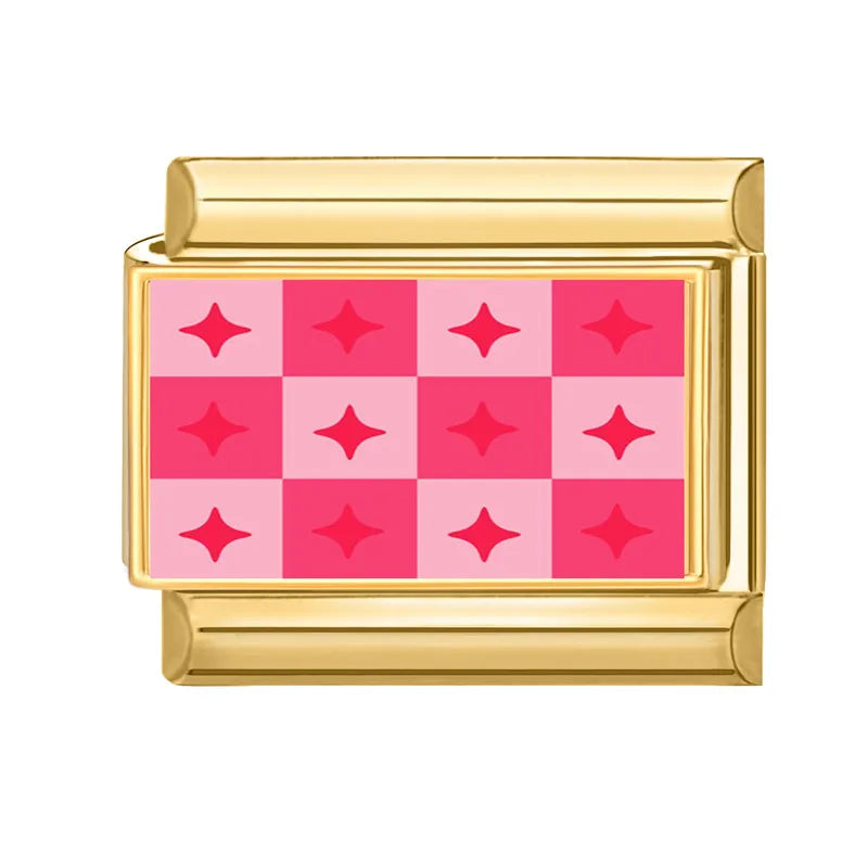 Růžová šachovnice s hvězdami