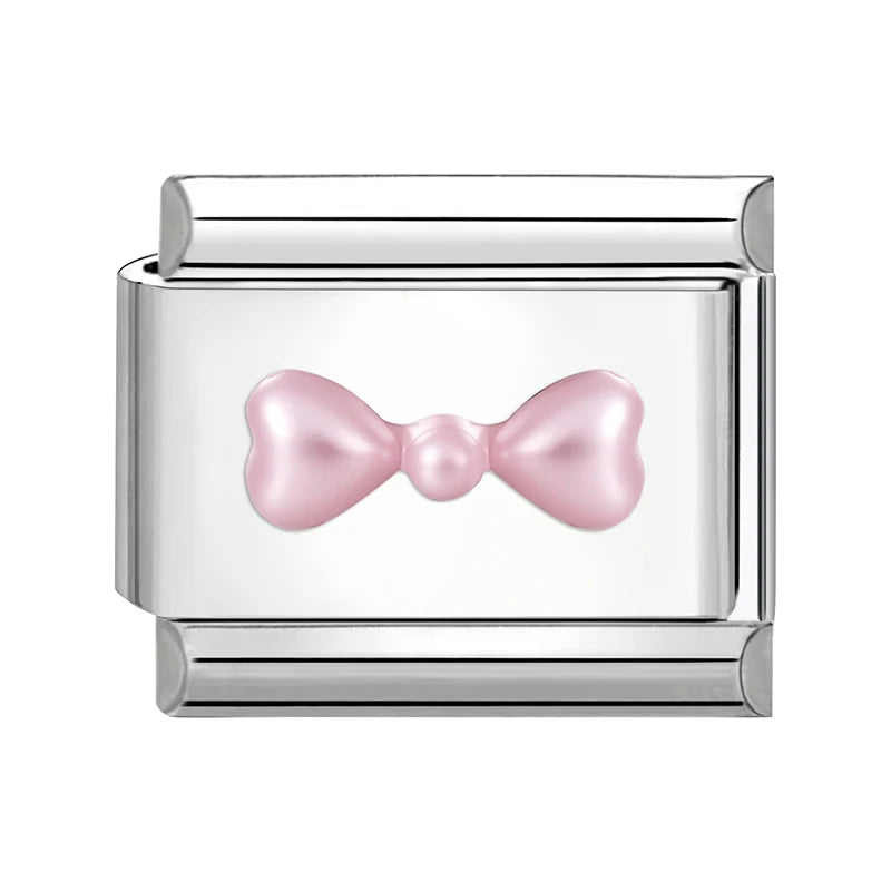 Růžová perlová mašle