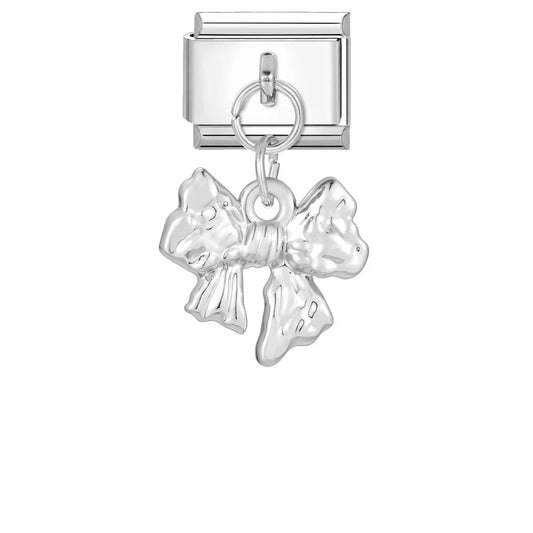 Visící mašle stříbrná