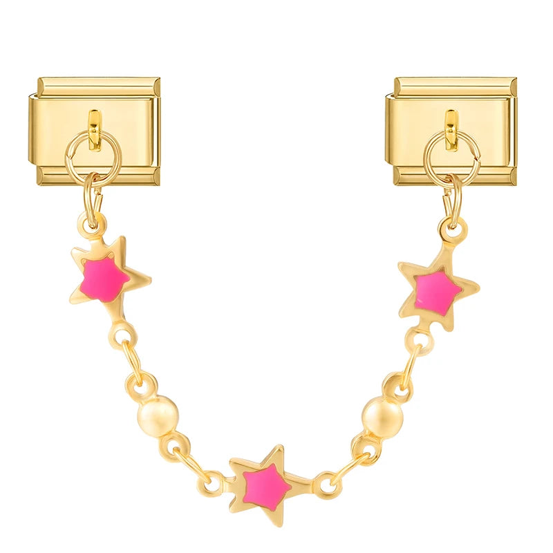 Chain růžové hvězdy zlatý
