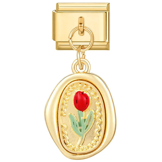 Visící červený tulipán pendant
