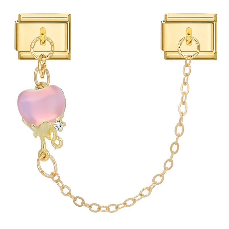 Chain růžový gem zlatý