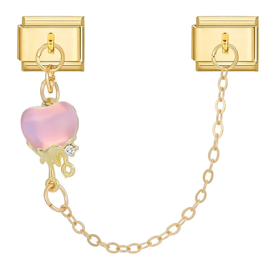 Chain růžový gem zlatý