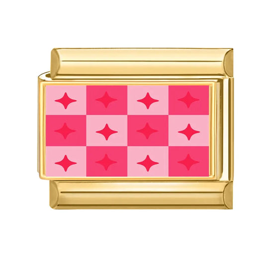 Růžová šachovnice s hvězdami