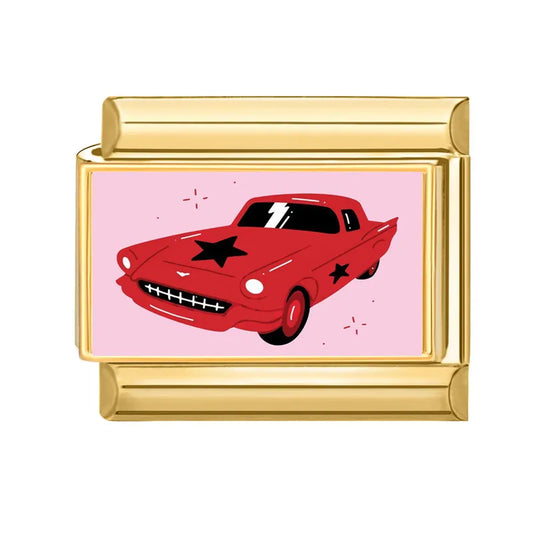 Retro červené auto zlaté