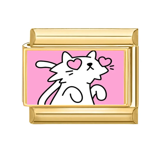 Bílá Y2K kočka se srdíčky