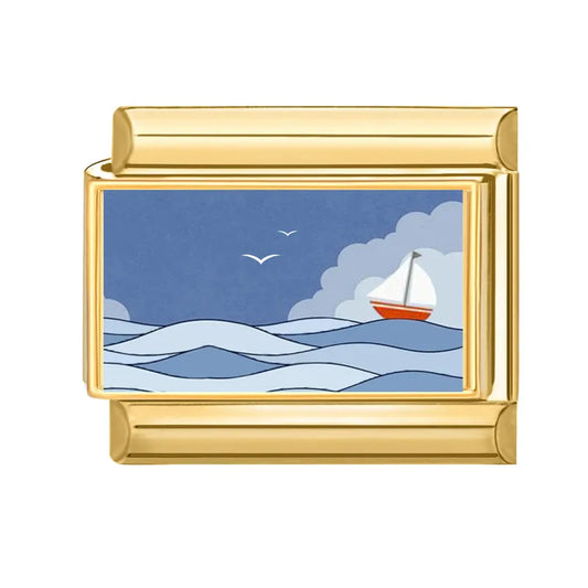 Rozbouřené moře s loďkou