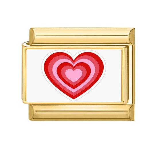 Červené srdce s vibracemi zlaté