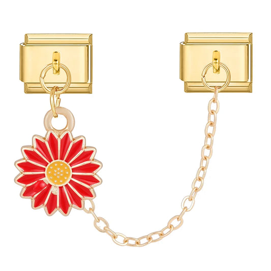 Chain červená květina zlatý